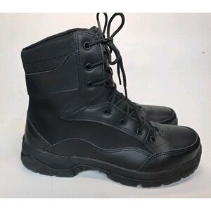 Mens Size 9.5 Interceptor Force Black Leather Tactical Steel Toe Boots